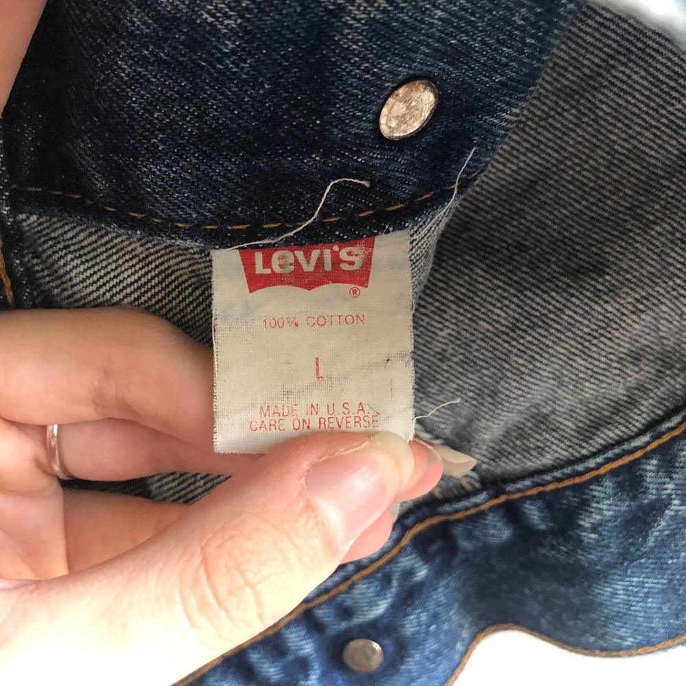 Levi 1980s 57514 USA Dark Acid Wash Denim Jean Jacket - Picture 7 of 9